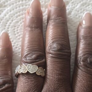 And Now This Women Heart-Shaped Gold Silver Ring Sz 8 18k Gold Over Brass New